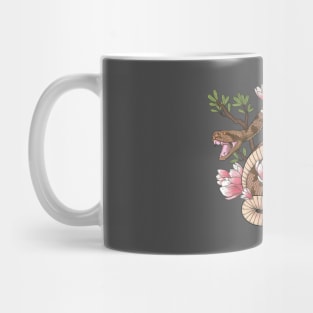 timber rattlesnake in magnolias design Mug